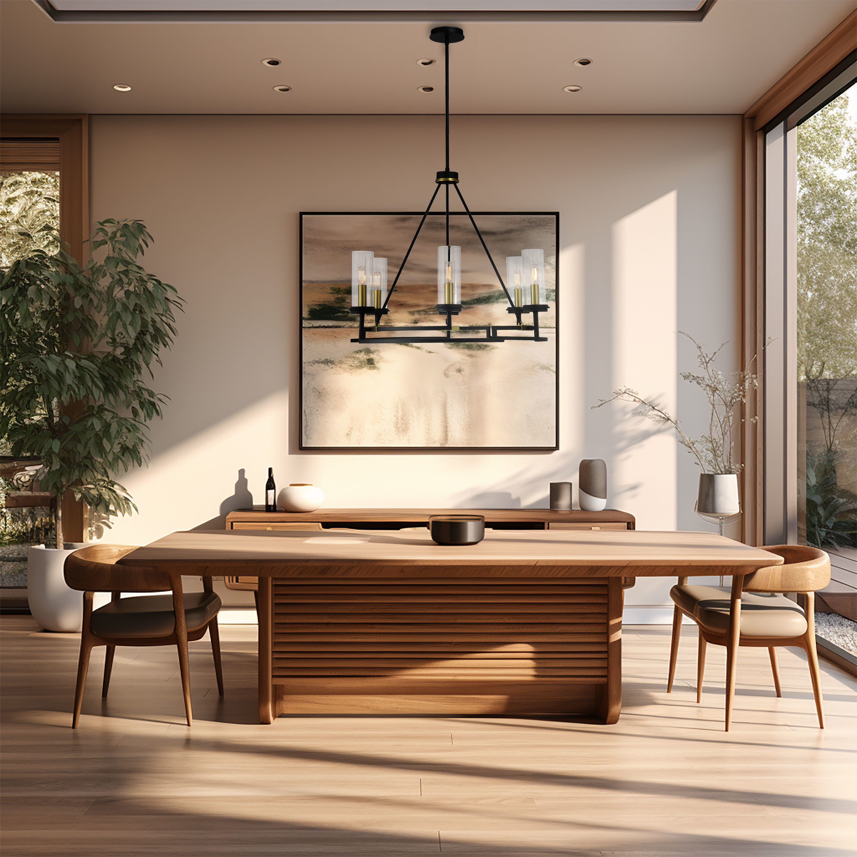 Hillstone 6 Light 30.25 inch Soft Brass And Sand Coal Chandelier Ceiling Light